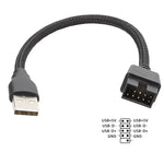Cabo Adaptador USB-A Macho para 9 Pinos Integrado na Placa-Mãe com Dados RGB para Porta Externa U, USB-A Macho para 9 Pinos