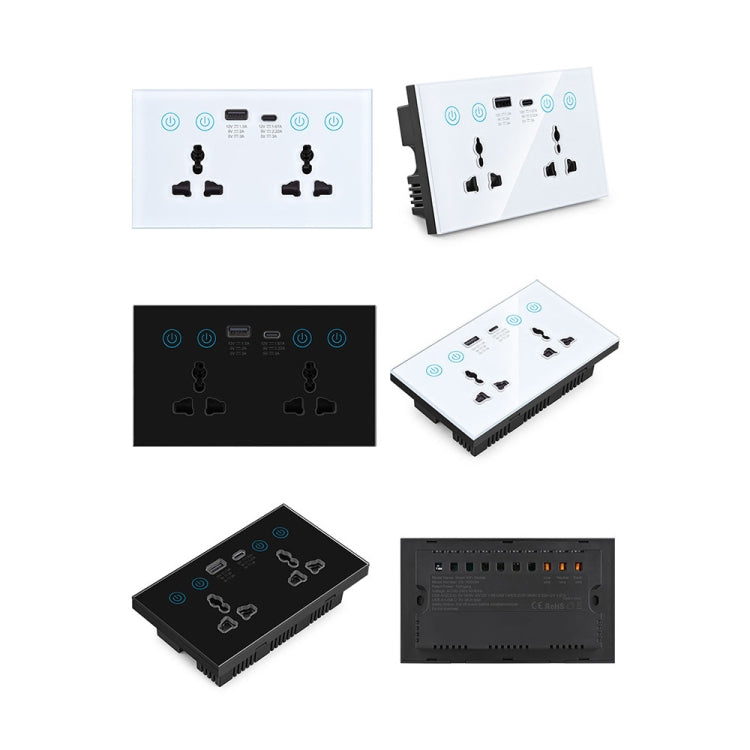 Graffiti Smart Socket With Switch USB+Type-C Dual Port Remote Control Socket, UK Plug, Wifi White, Wifi Black, ZigBee White, ZigBee Black