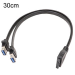 Cabo de Painel USB3.0 19 Pinos para Placa-Mãe, Cabo Plano de Dados Frontal com Dupla Porta A Fêmea, 30cm, 50cm, 80cm