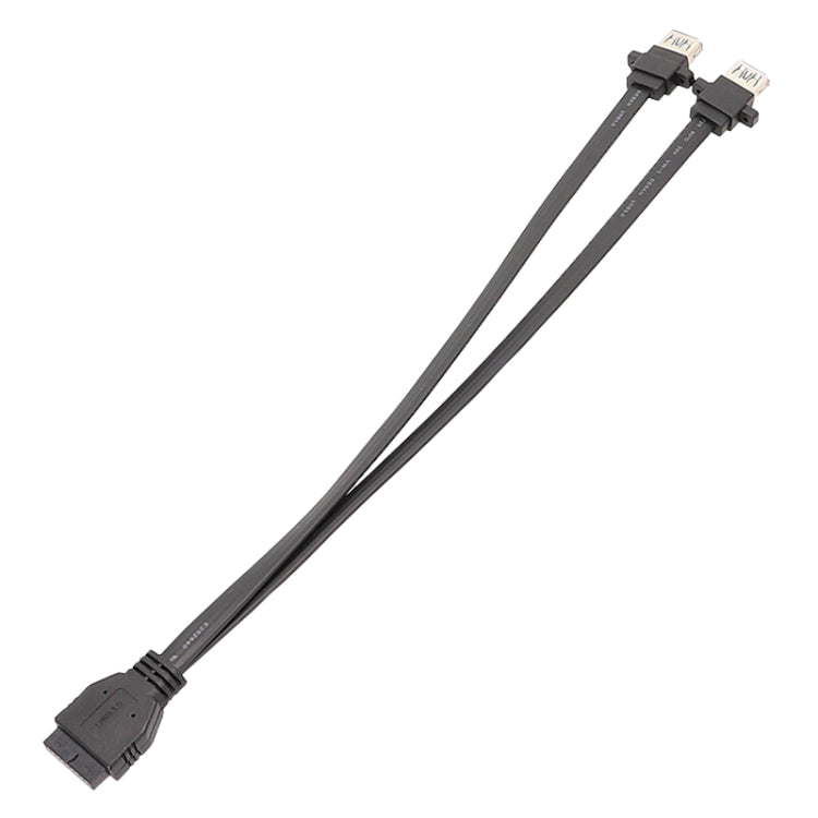 Cabo de Painel USB3.0 19 Pinos para Placa-Mãe, Cabo Plano de Dados Frontal com Dupla Porta A Fêmea, 30cm, 50cm, 80cm