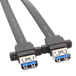 Cabo de Painel USB3.0 19 Pinos para Placa-Mãe, Cabo Plano de Dados Frontal com Dupla Porta A Fêmea, 30cm, 50cm, 80cm