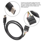 Cabo de Dados USB 9 Pinos para Tipo-C Reto para Placa-Mãe, Cabo Duplamente Blindado, 50cm Reto