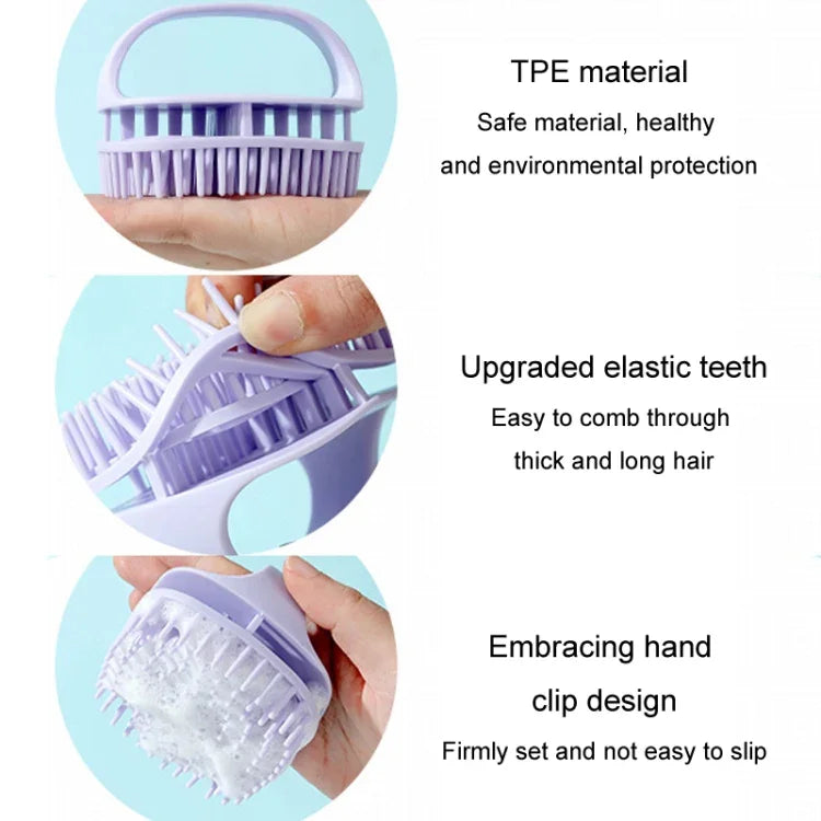 Escova de Silicone para Champô Limpa Couro Cabeludo Escova de Massagem para Champô Manual Molhada e Seca