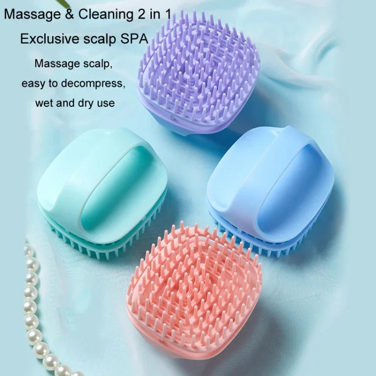 Escova de Silicone para Champô Limpa Couro Cabeludo Escova de Massagem para Champô Manual Molhada e Seca