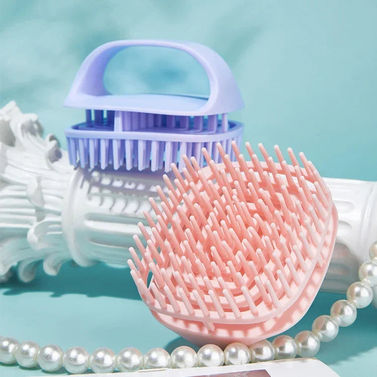 Escova de Silicone para Champô Limpa Couro Cabeludo Escova de Massagem para Champô Manual Molhada e Seca