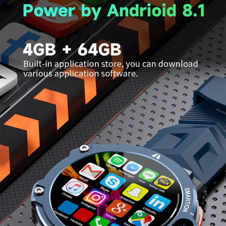 LOKMAT APPLLP6 PRO 1,54 polegadas 4G+64G Android 8.1 Smartwatch com Dupla Câmara e Cartão Independente
