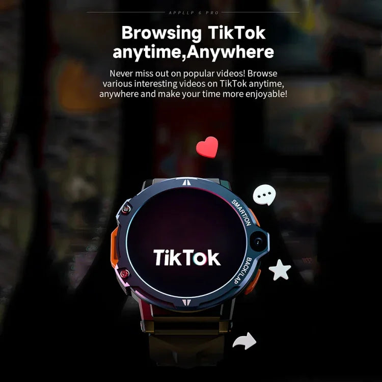 LOKMAT APPLLP6 PRO 1,54 polegadas 4G+64G Android 8.1 Smartwatch com Dupla Câmara e Cartão Independente