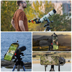 Adaptador Tridaptor Digiscoping Montagem para Telemóvel de Telescópio 3 Eixos para Binóculo, Monocular, Microscópio, com Bluetooth, sem Bluetooth