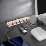 Suporte para Cabos com 5 Orifícios em Liga de Alumínio + Silicone AhaStyle PT125, Clipe de Cabo para Secretária