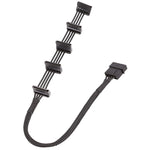 Cabo de Gaiola para Disco Rígido SATA 1 para 5 com Manga de 4 Pinos e Malha 18AWG, 40cm 4 Pinos 1 para 5