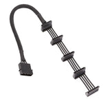 Cabo de Gaiola para Disco Rígido SATA 1 para 5 com Manga de 4 Pinos e Malha 18AWG, 40cm 4 Pinos 1 para 5