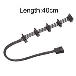 Cabo de Gaiola para Disco Rígido SATA 1 para 5 com Manga de 4 Pinos e Malha 18AWG, 40cm 4 Pinos 1 para 5