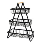 Cesto de Frutas Portátil de 3 Camadas para Mão, Removível, para Sala de Estar e Cozinha, Armazenamento de Pão e Snacks, Preto, Branco, Cinzento