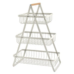 Cesto de Frutas Portátil de 3 Camadas para Mão, Removível, para Sala de Estar e Cozinha, Armazenamento de Pão e Snacks, Preto, Branco, Cinzento