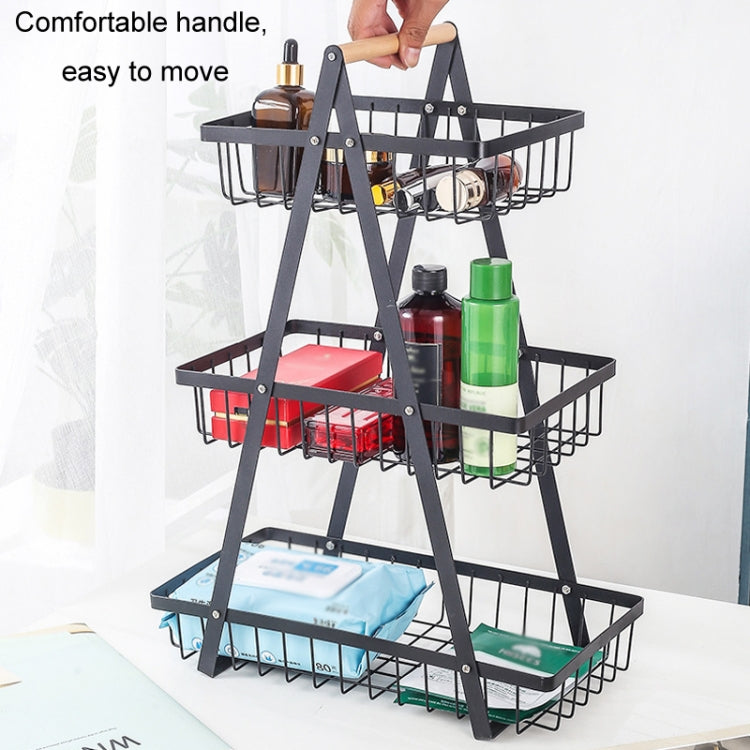 Cesto de Frutas Portátil de 3 Camadas para Mão, Removível, para Sala de Estar e Cozinha, Armazenamento de Pão e Snacks, Preto, Branco, Cinzento