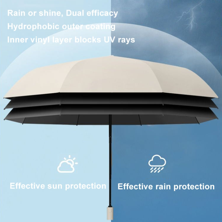 Guarda-chuva Automático de 16 Varetas para Uso Duplo Chuva e Sol, Resistente ao Vento, Sombrinha Reforçada, 16 Varetas
