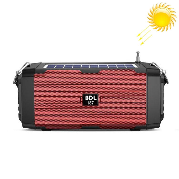 Coluna Bluetooth Solar LED BDL-187 Portátil para Camping ao Ar Livre com Rádio FM