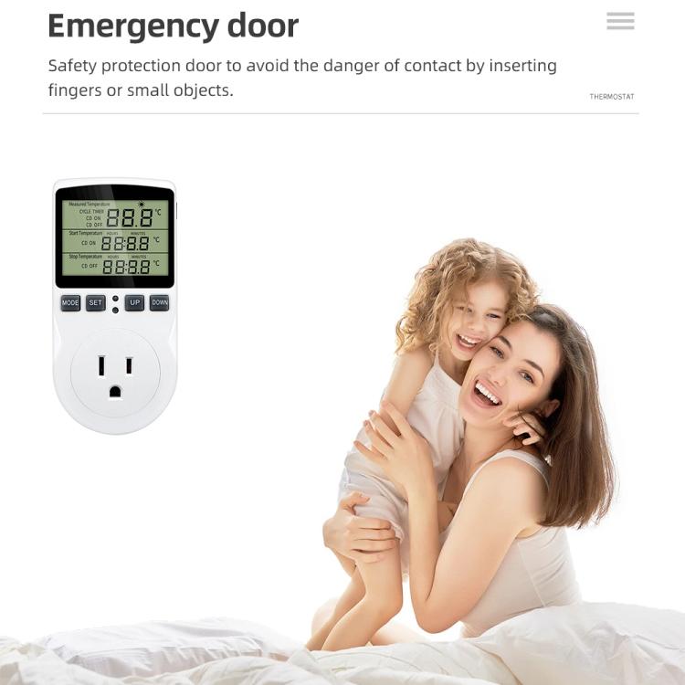 Termóstato Digital Inteligente com Controlo de Temperatura por Contagem Decrescente Interruptor de Tomada Temporizador Controlador de Temperatura, Ficha US