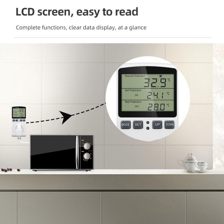 Termóstato Digital Inteligente com Controlo de Temperatura por Contagem Decrescente Interruptor de Tomada Temporizador Controlador de Temperatura, Ficha US