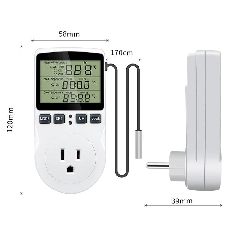 Termóstato Digital Inteligente com Controlo de Temperatura por Contagem Decrescente Interruptor de Tomada Temporizador Controlador de Temperatura, Ficha US