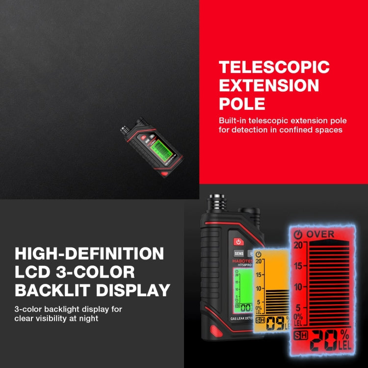 Detector de gás portátil recarregável HABOTEST, HT629