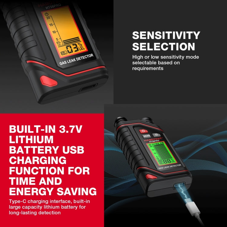 Detector de gás portátil recarregável HABOTEST, HT629