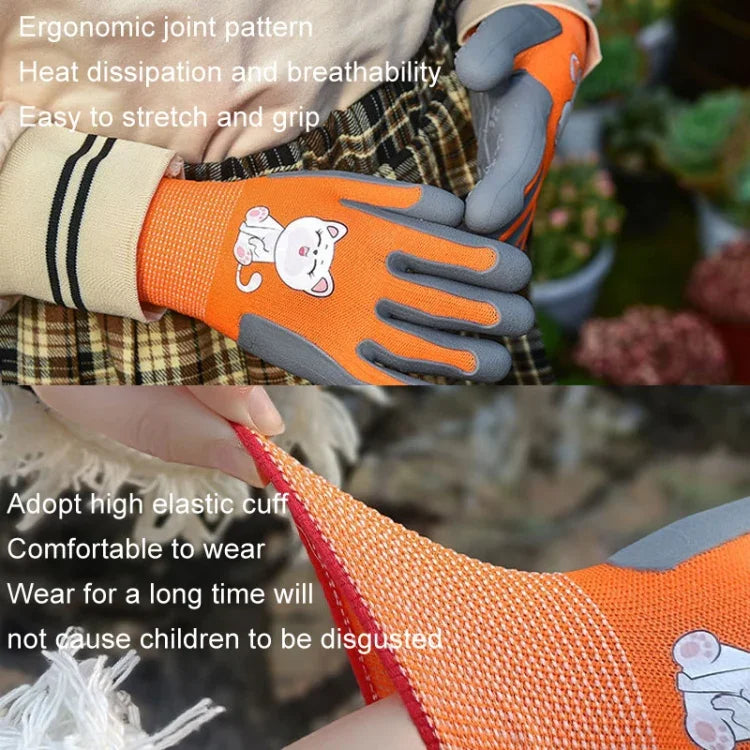 1 par de luvas de cartoon para crianças em TPE, hamster, papagaio, anti-riscos, anti-mordidas, para estudantes, jardinagem, protetoras, antiderrapantes e resistentes ao desgaste, S laranja, S azul, S amarelo, M laranja, M azul, M amarelo, L laranja