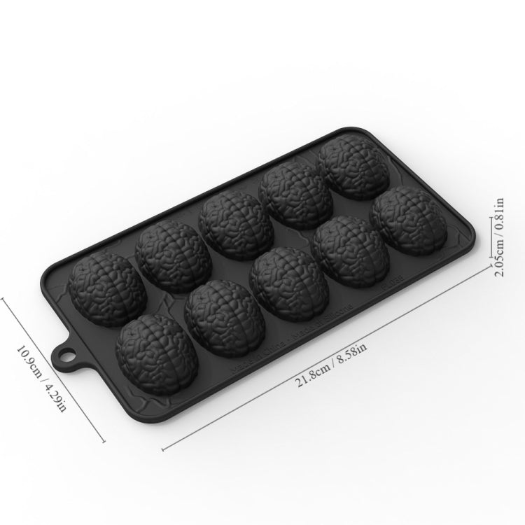 Molde de Silicone para Chocolate de Halloween com 10 Cavidades em Forma de Cérebro, Molde para Bolo de Cérebro Caseiro, Moldes Macios para Doces DIY, 10 Cavidades Cérebro