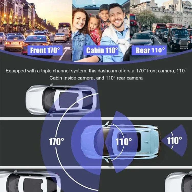 Gravador de Condução com Visão Noturna de Alta Definição, Gravação Dupla Sem WIFI, Gravação Tripla Sem WIFI, Gravação Tripla com Reprodução Móvel WIFI