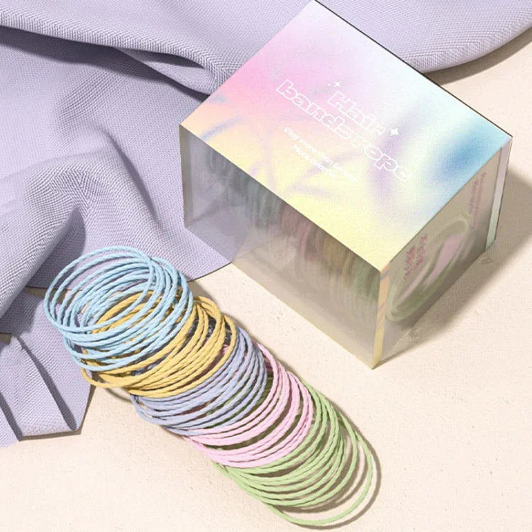 Allsmile 50pcs /Caixa Elásticos para Cabelo Círculo Bandolete para Raparigas