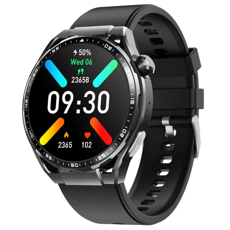 Relógio Inteligente de Saúde F200 ECG Electrocardiograma Monitorização de Glicose no Sangue Ecrã Redondo de 1,55 Polegadas, Silicone Preto, Pele Preta, Pele Castanha Preta, Milan Preto, Aço Preto de 3 Contas, Bambu Preto, Silicone Cinzento Preto