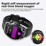 Relógio Inteligente de Saúde F200 ECG Electrocardiograma Monitorização de Glicose no Sangue Ecrã Redondo de 1,55 Polegadas, Silicone Preto, Pele Preta, Pele Castanha Preta, Milan Preto, Aço Preto de 3 Contas, Bambu Preto, Silicone Cinzento Preto