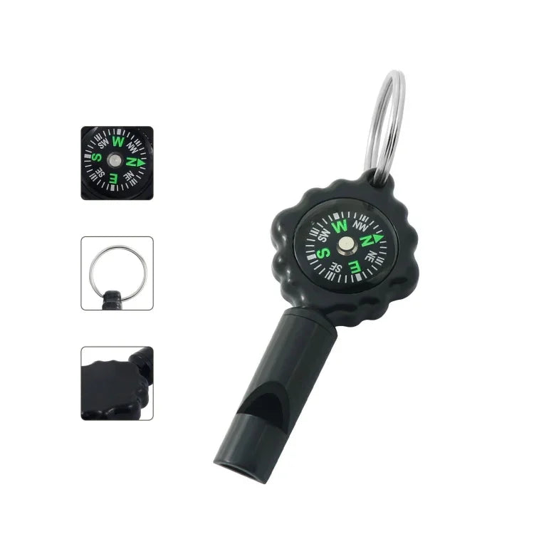 Apito e Bússola 2 em 1 para Sobrevivência ao Ar Livre, Apito de Plástico com Bússola e Fivela para Montanhismo, WH-2