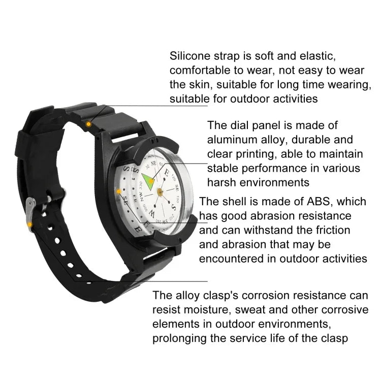 Pulseira de Silicone Impermeável com Bússola Portátil Estilo Relógio para Exterior, P304