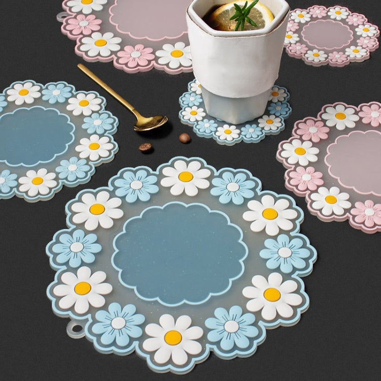 Porta-copos Margarida Resistentes a Altas Temperaturas para Uso Doméstico, Tapete Isolante para Mesa de Cozinha, Azul Pequeno, Rosa Grande, Azul Grande