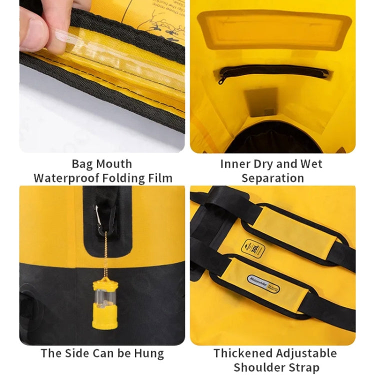 Saco Impermeável Naturehike Wet Dry IPX6 para Exterior, Praia, Mergulho, Natação e Rafting, 20L Caqui, 20L Amarelo, 30L Caqui, 30L Amarelo, 40L Caqui, 40L Amarelo