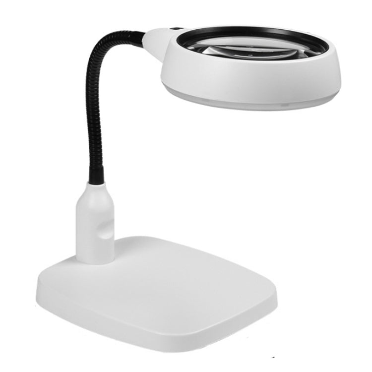Lupa de secretária com 21 luzes LED, ampliação 10X HD para leitura e reparação, mangueira metálica, ficha EU, ficha US