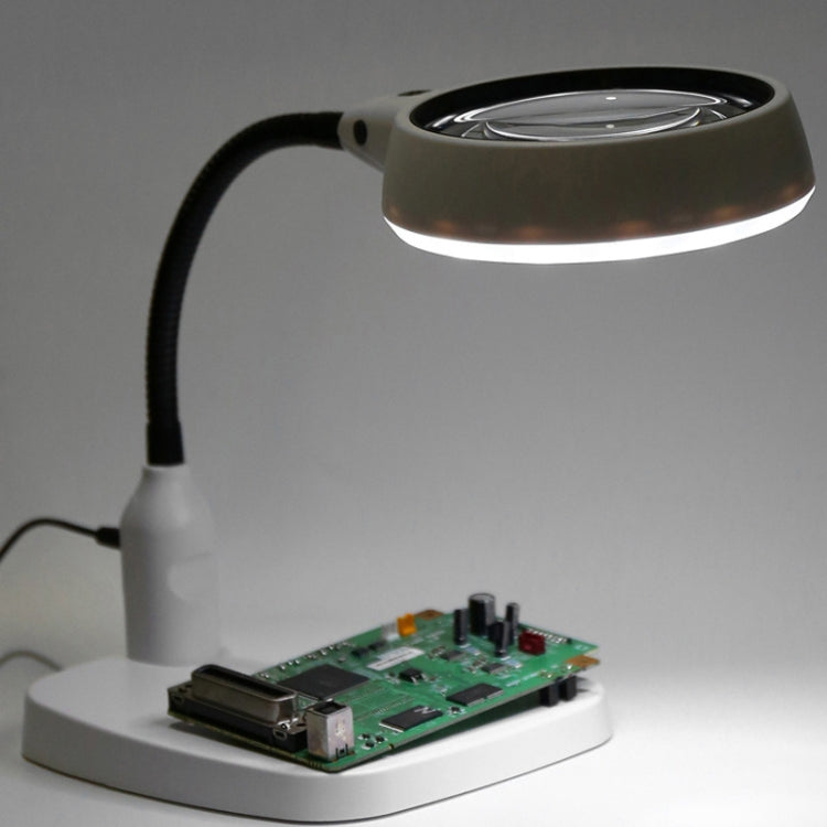 Lupa de secretária com 21 luzes LED, ampliação 10X HD para leitura e reparação, mangueira metálica, ficha EU, ficha US