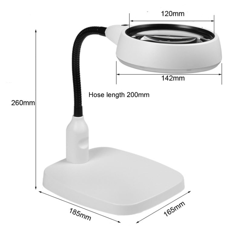 Lupa de secretária com 21 luzes LED, ampliação 10X HD para leitura e reparação, mangueira metálica, ficha EU, ficha US