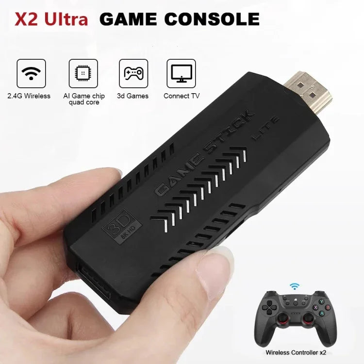 Consola de Jogos X2 Ultra com Comando Duplo Sem Fios 2.4G, 64GB, 128GB, 256GB