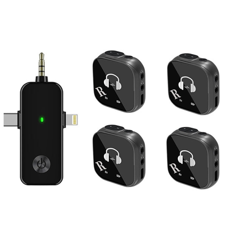 Sistema de Monitor In-ear Sem Fios 5.8G Suporta Monitorização com Auscultadores Duplos, Um para Dois, Um para Quatro