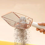 Metal Cat Litter Scoop Partition Filter Shovel Pet Care Cleaning Tool, Square Silver, Square Rose Gold, Round Silver, Round Rose Gold