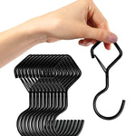 2pcs Ganchos em S Domésticos para Pendurar, Ganchos Metálicos à Prova de Vento com Fecho de Segurança, Preto, Branco