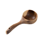 Colher Grande de Sopa com Cabo Longo em Madeira para Uso Doméstico, Colher para Comer Noodles, Concha para Água, Carvalho Tanoak (Cor de Verniz Antigo), Carvalho Tanoak (Cor Original), Acácia