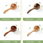 Colher Grande de Sopa com Cabo Longo em Madeira para Uso Doméstico, Colher para Comer Noodles, Concha para Água, Carvalho Tanoak (Cor de Verniz Antigo), Carvalho Tanoak (Cor Original), Acácia