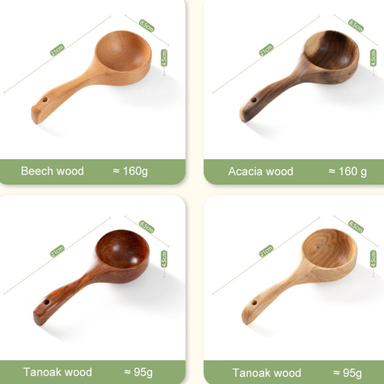 Colher Grande de Sopa com Cabo Longo em Madeira para Uso Doméstico, Colher para Comer Noodles, Concha para Água, Carvalho Tanoak (Cor de Verniz Antigo), Carvalho Tanoak (Cor Original), Acácia