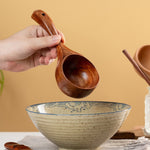 Colher Grande de Sopa com Cabo Longo em Madeira para Uso Doméstico, Colher para Comer Noodles, Concha para Água, Carvalho Tanoak (Cor de Verniz Antigo), Carvalho Tanoak (Cor Original), Acácia