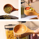 Colher Grande de Sopa com Cabo Longo em Madeira para Uso Doméstico, Colher para Comer Noodles, Concha para Água, Carvalho Tanoak (Cor de Verniz Antigo), Carvalho Tanoak (Cor Original), Acácia