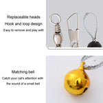 Cabeça Substituta para Vara de Penas com Inseto Simulado Brinquedo Autoajuda para Gatos com Sino, Borboleta Preta Castanha, Inseto Preto com Lantejoulas, Inseto Branco com Cauda, Pena de Galinha Castanha
