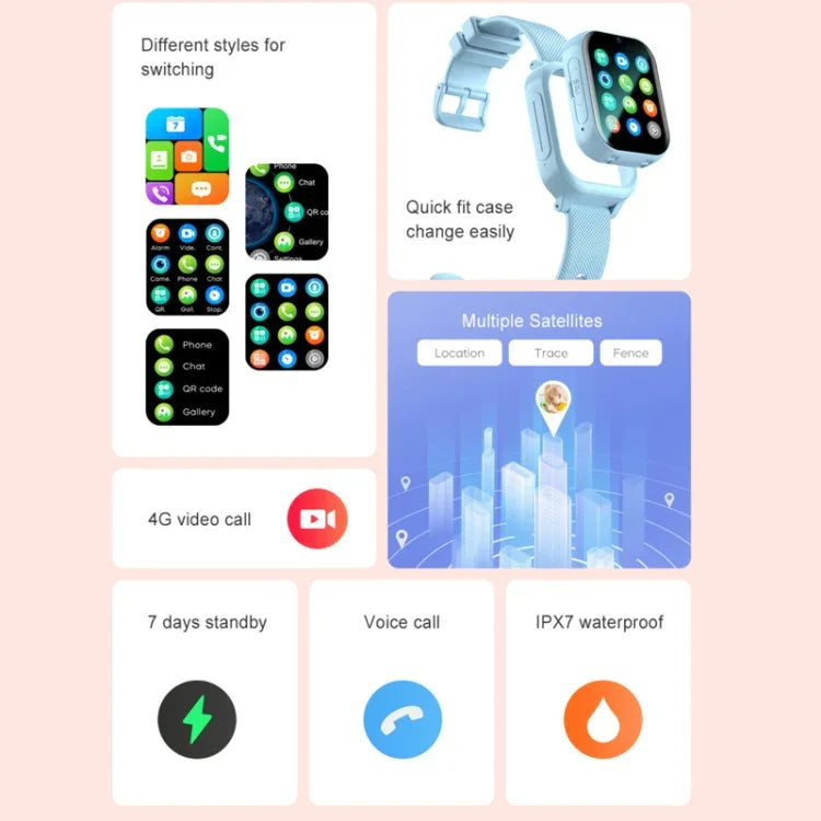 K26H Relógio Telefone Infantil 4G com Ecrã Tátil de 1,83 polegadas, Câmara Frontal, SOS, Localização GPS
